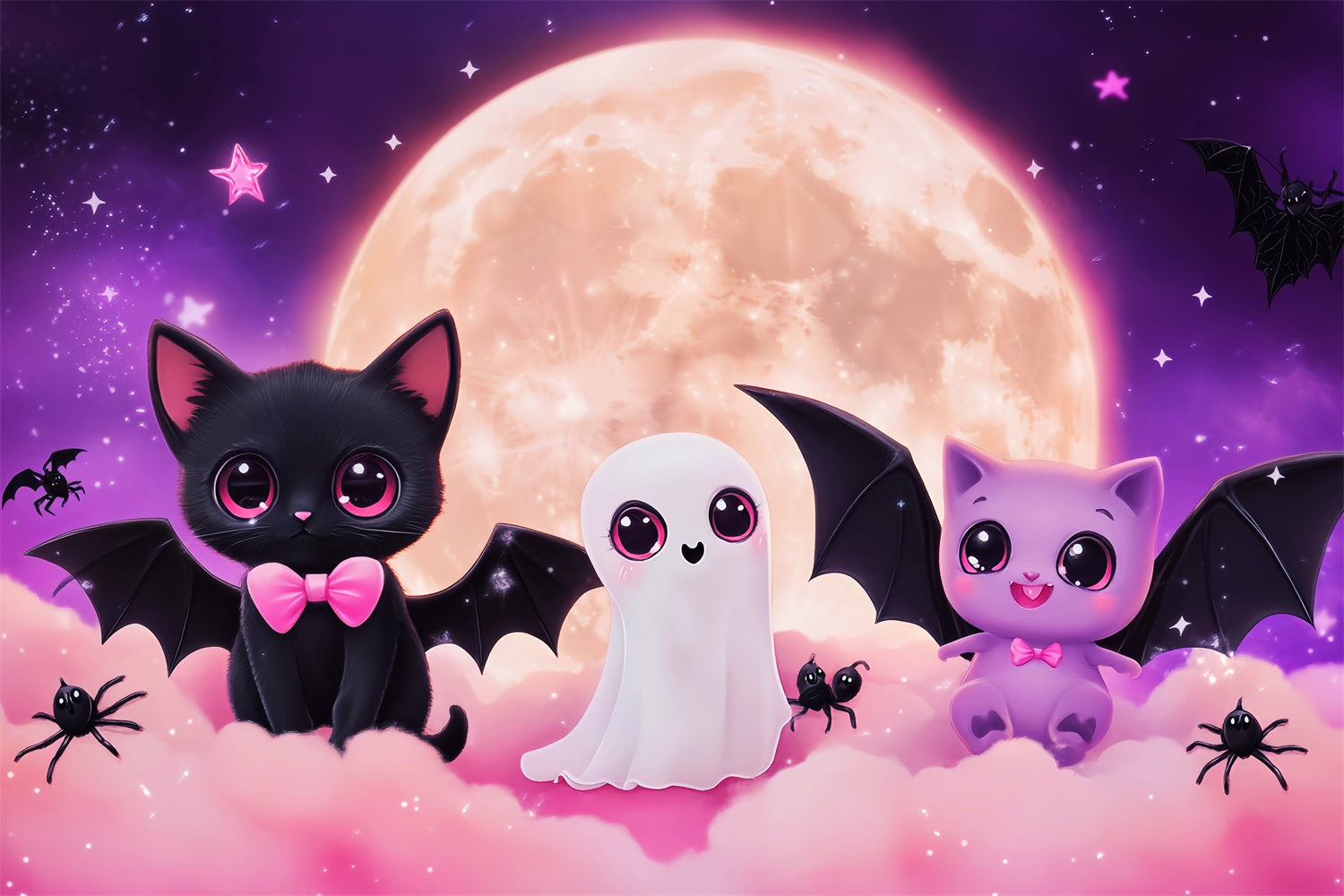 Cute Halloween Backdrop Magical Midnight Cuties Backdrop LXX57-66