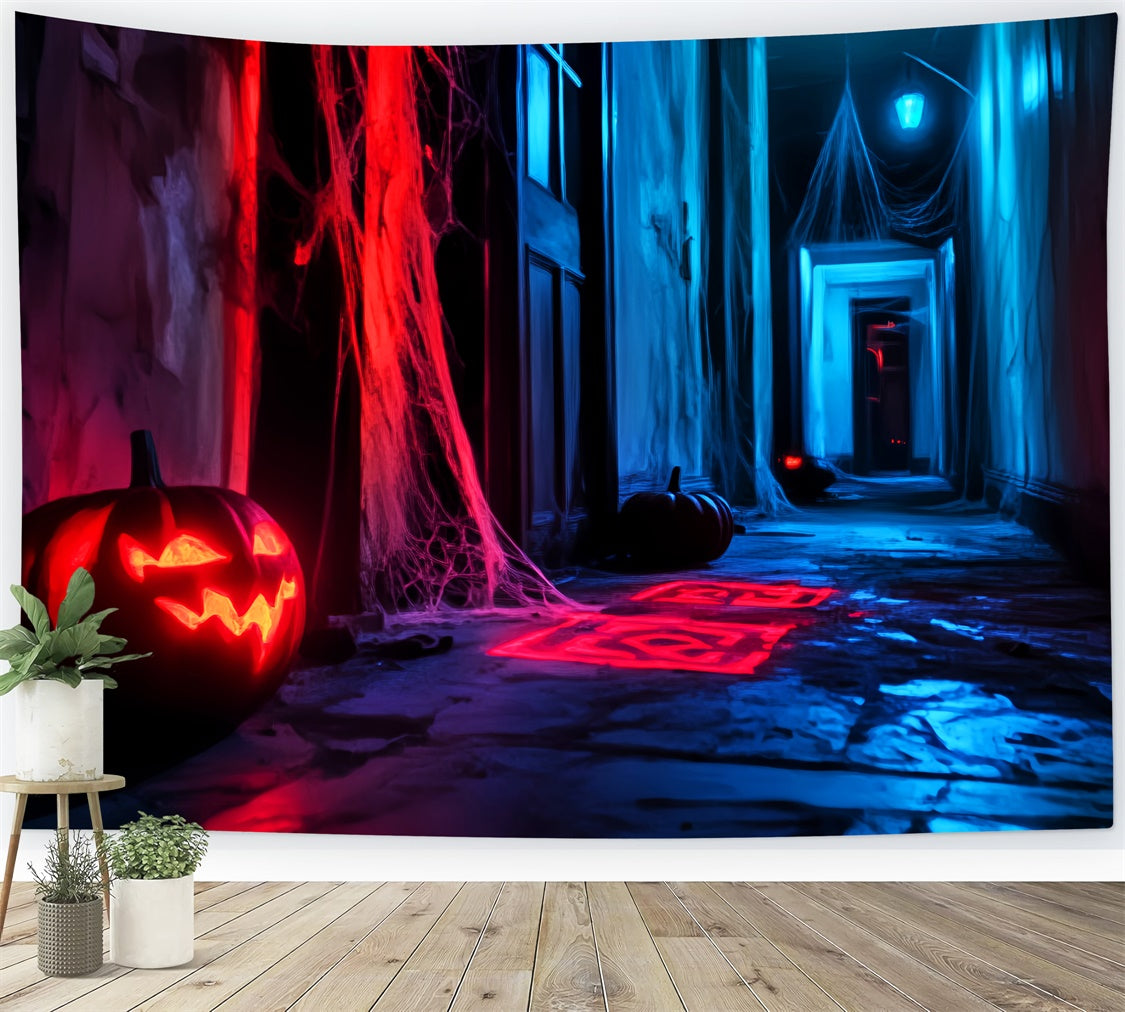 Spooky Halloween Backdrop Sinister Neon Hallway Backdrop LXX57-79