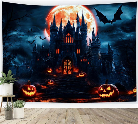 Halloween Moon Backdrop Haunted Curse Citadel Backdrop LXX57-80