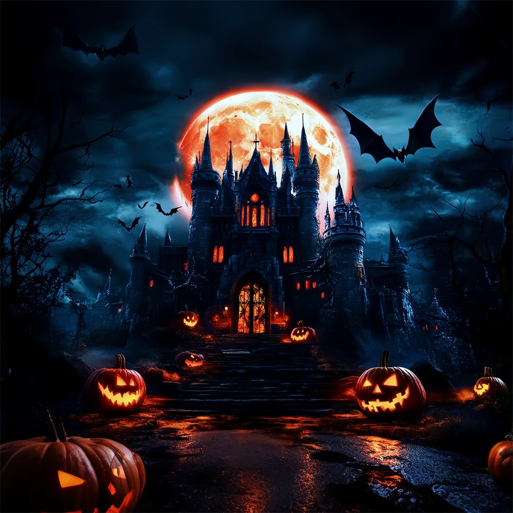 Halloween Moon Backdrop Haunted Curse Citadel Backdrop LXX57-80