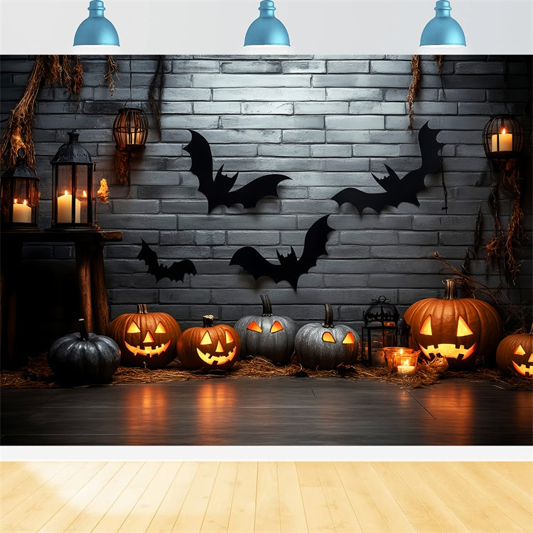Halloween Wall Backdrop Midnight Brick Candlelit Backdrop LXX57-91