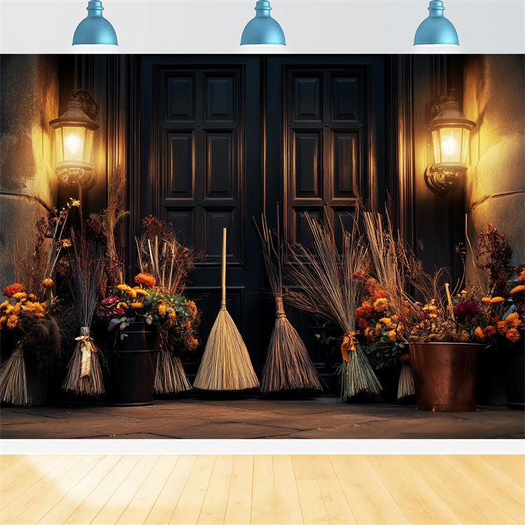 Halloween Backdrops Broomstick Gathering Glow Backdrop LXX57-96