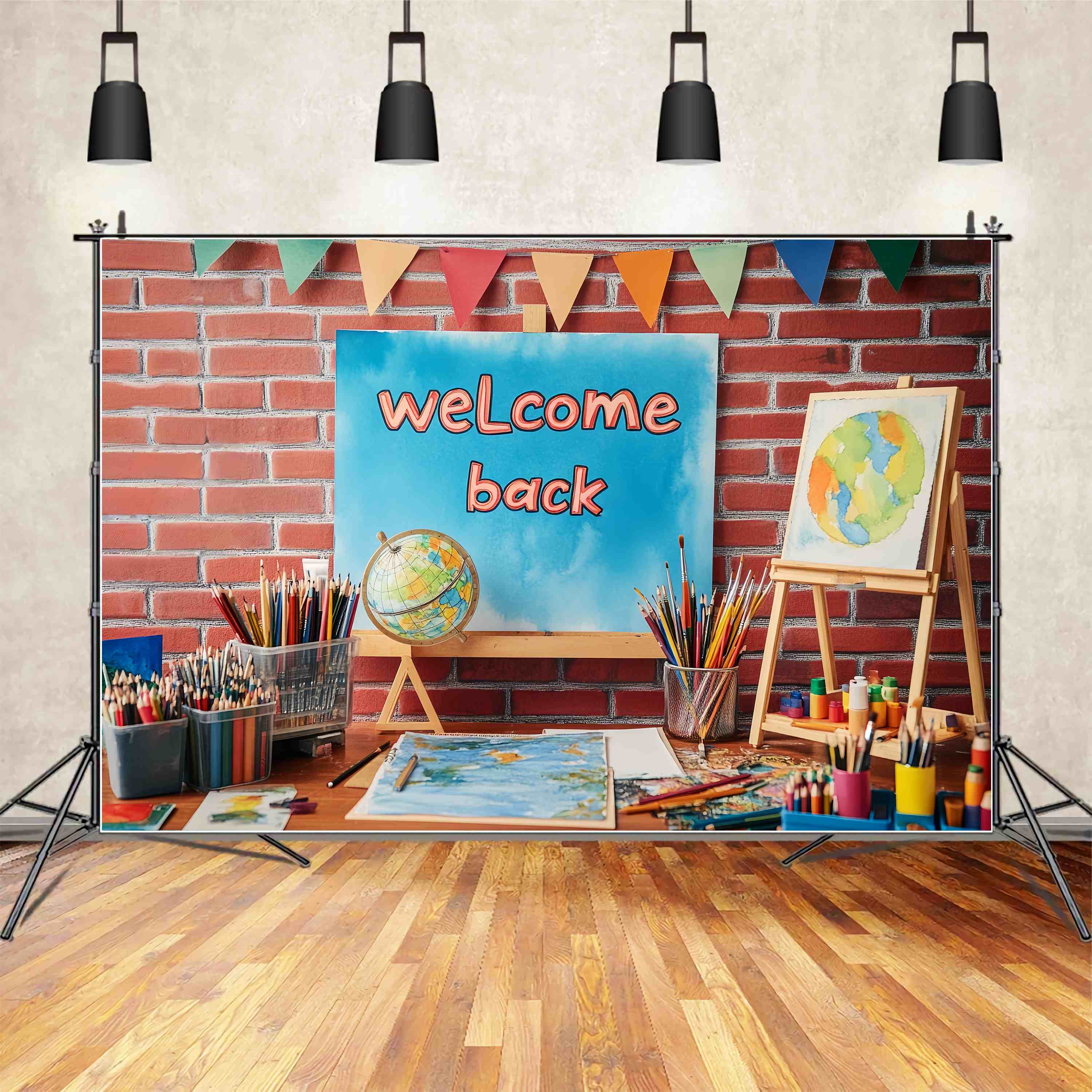 Preschool Backdrop Brick Wall Welcome Back Art Supplies Back To School Backdrop LXX58-125