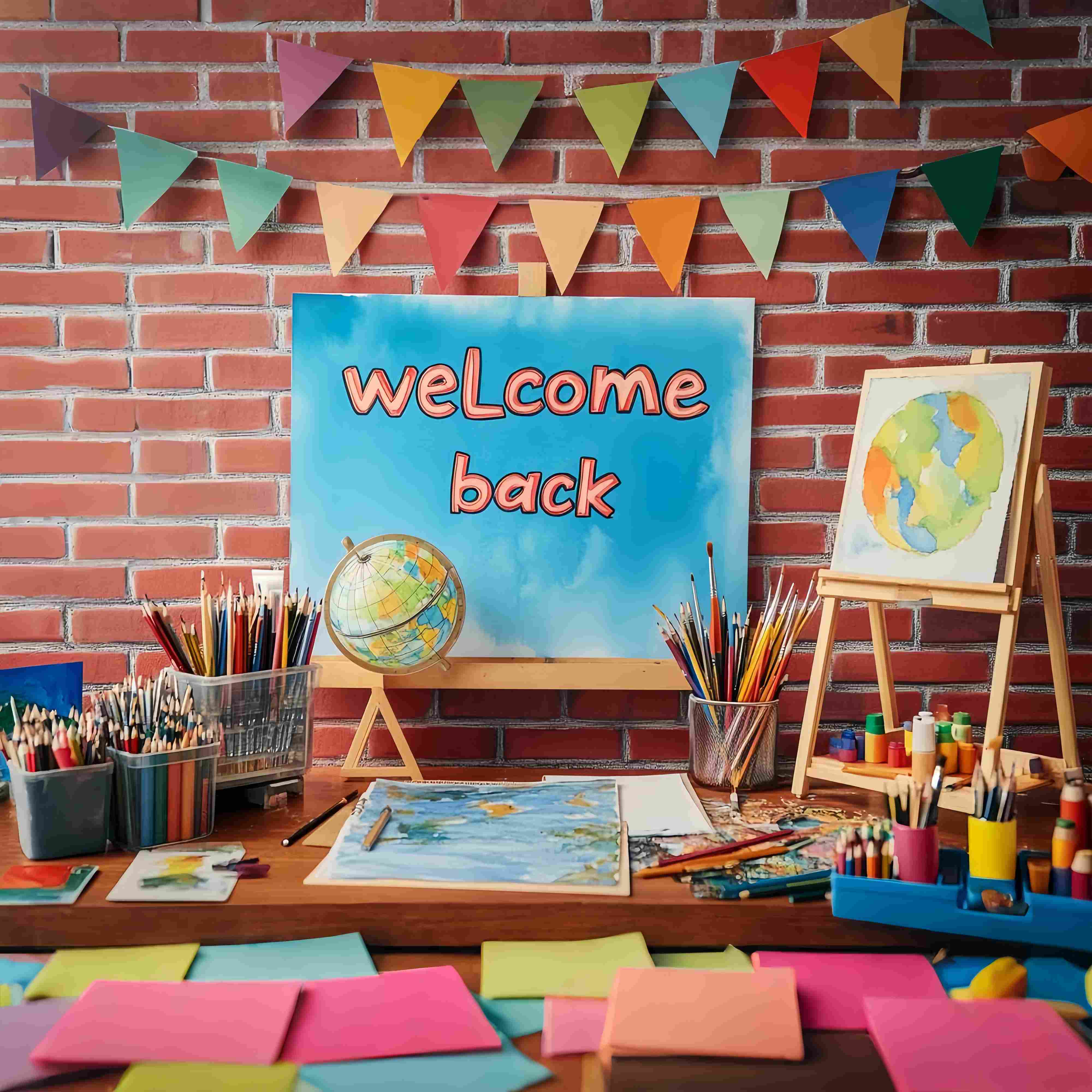 Preschool Backdrop Brick Wall Welcome Back Art Supplies Back To School Backdrop LXX58-125