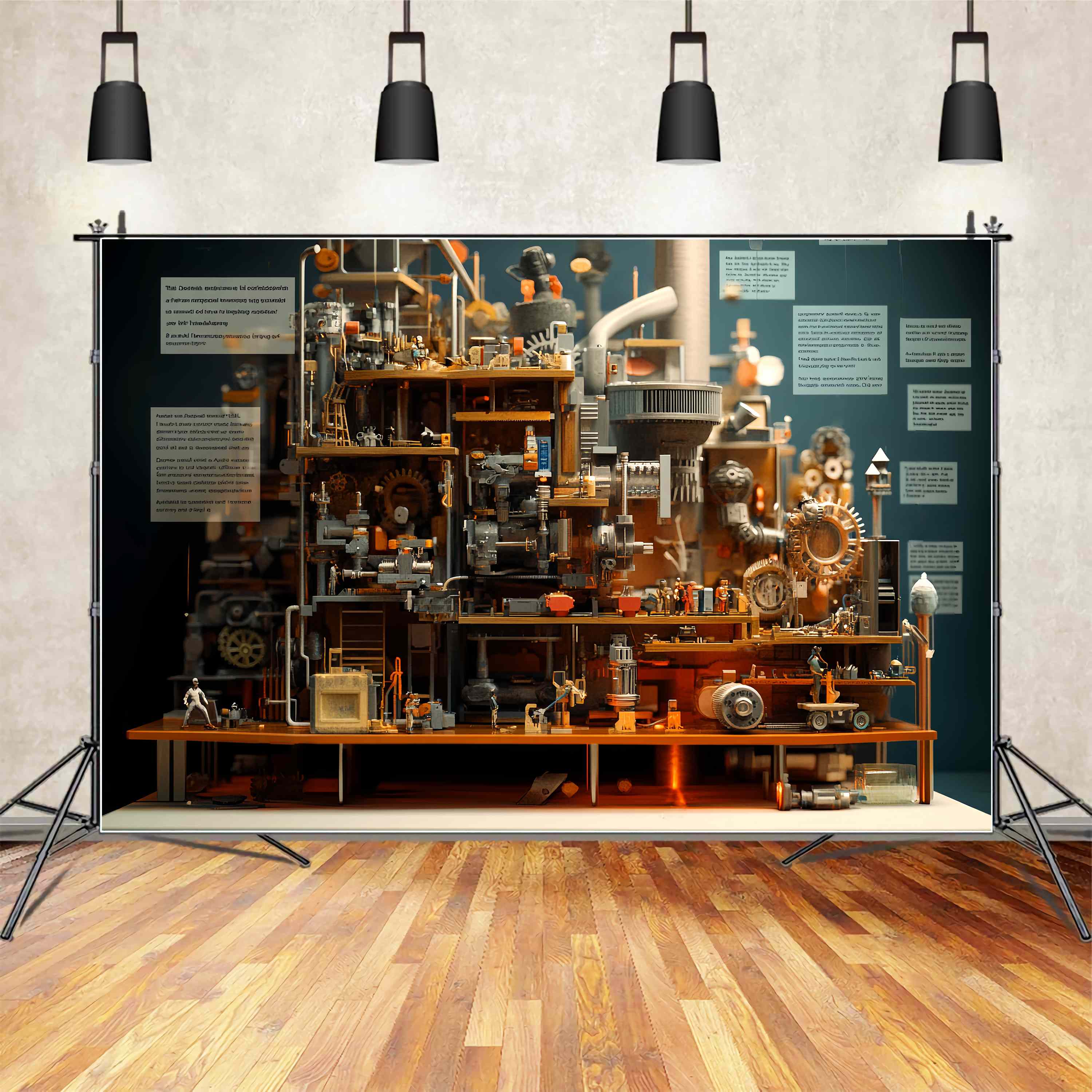 Back To School Backdrop Ideas Mechanical Factory Model Gears Engineering Backdrop LXX58-134