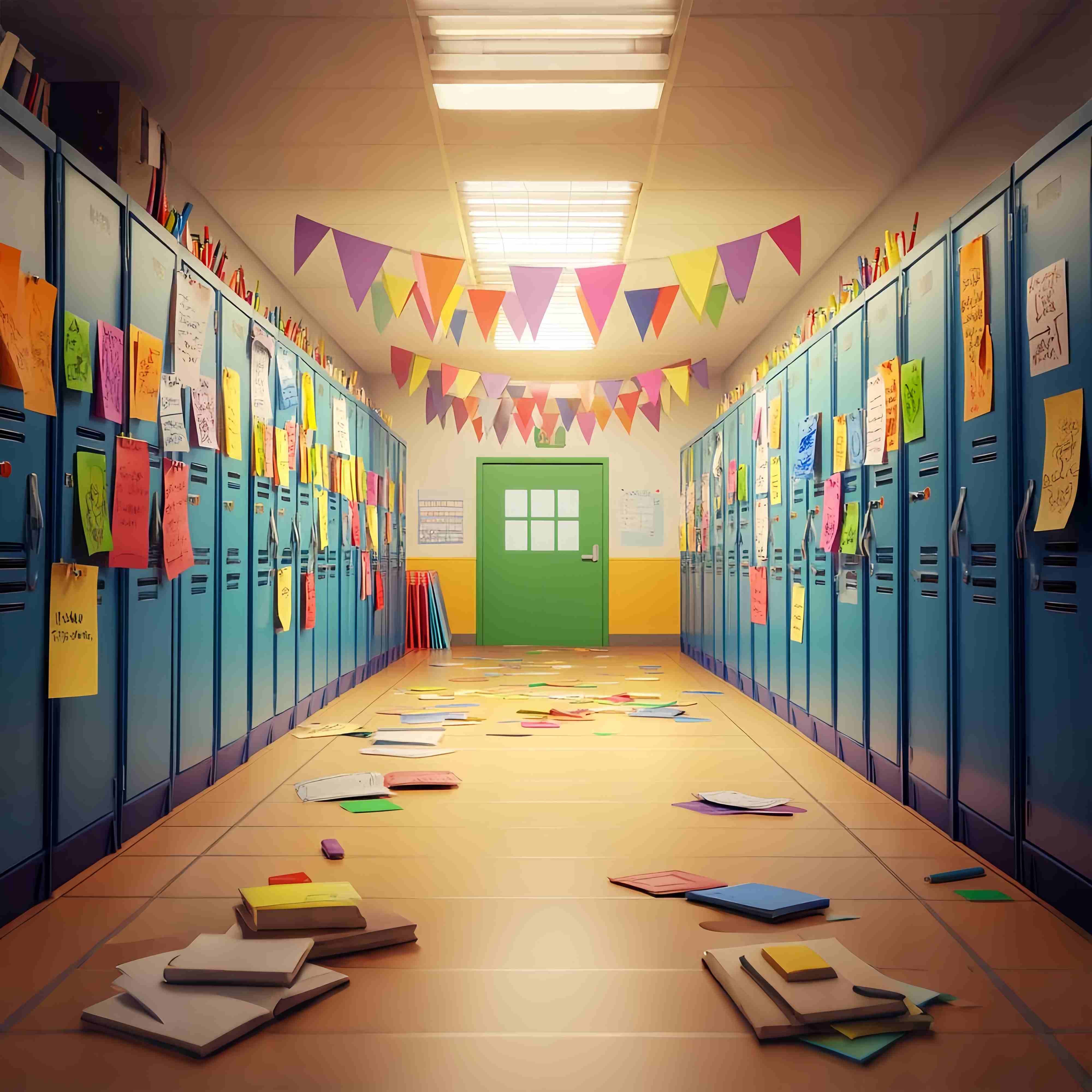 School Hallway Backdrop Colorful Locker Hallway Banners Back To School Photo Backdrop LXX58-143