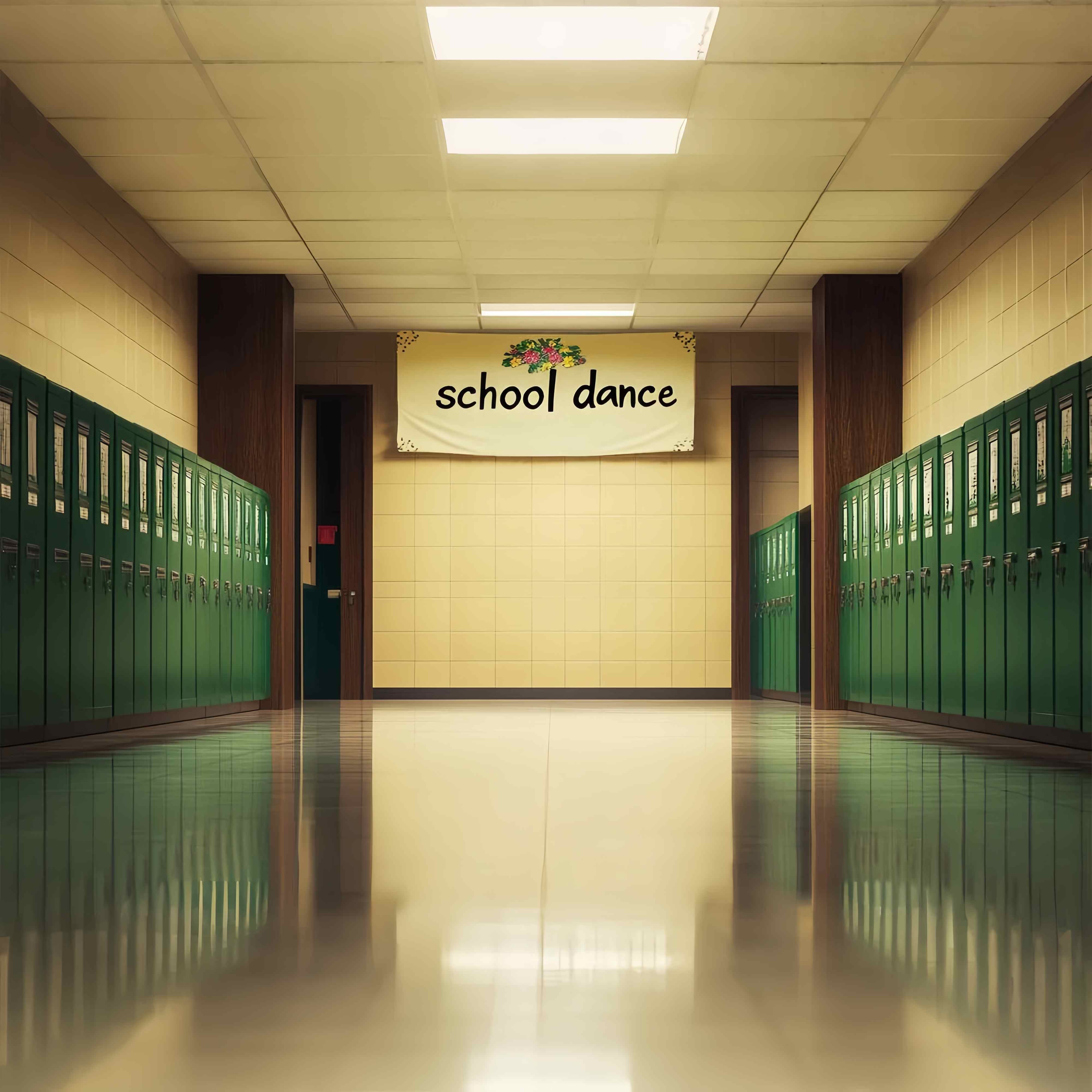 School Hallway Backdrop Green Locker Hallway Dance Banner Back To School Backdrop LXX58-145