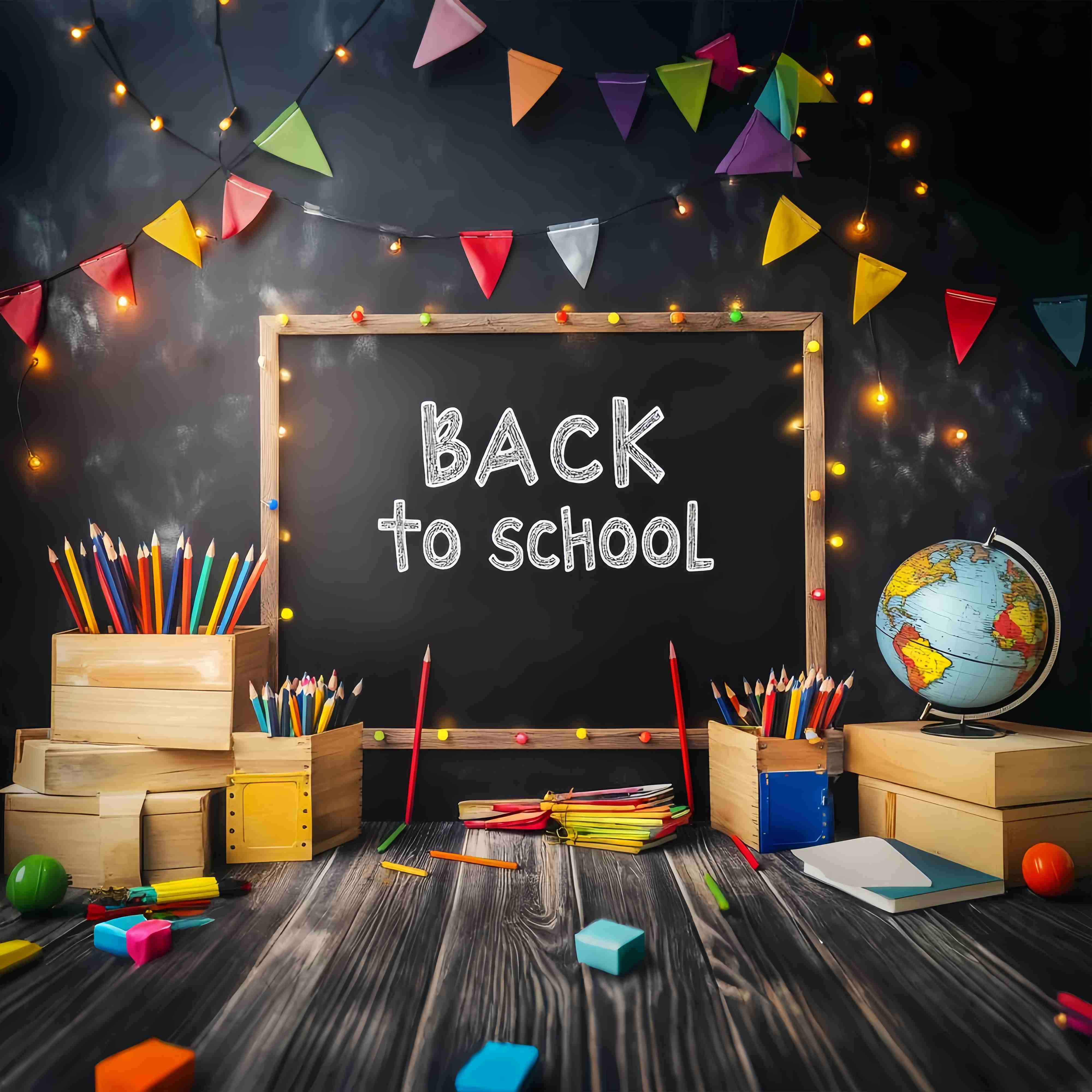 Back To School Chalkboard Backdrop String Lights Chalkboard Pencil Display Back To School Backdrop LXX58-150