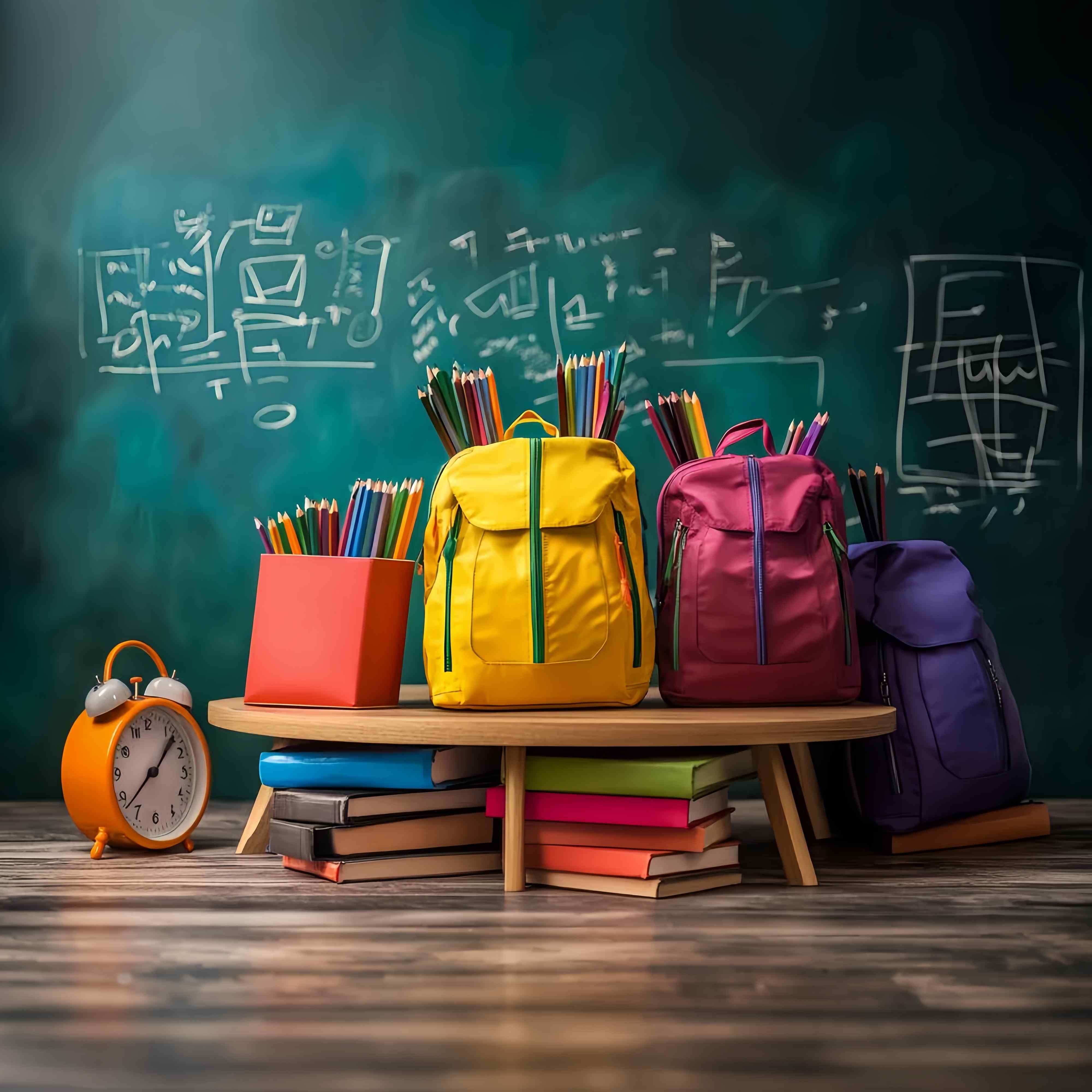 School Classroom Backdrop Colorful Backpack Chalkboard Display Back To School Backdrop LXX58-152