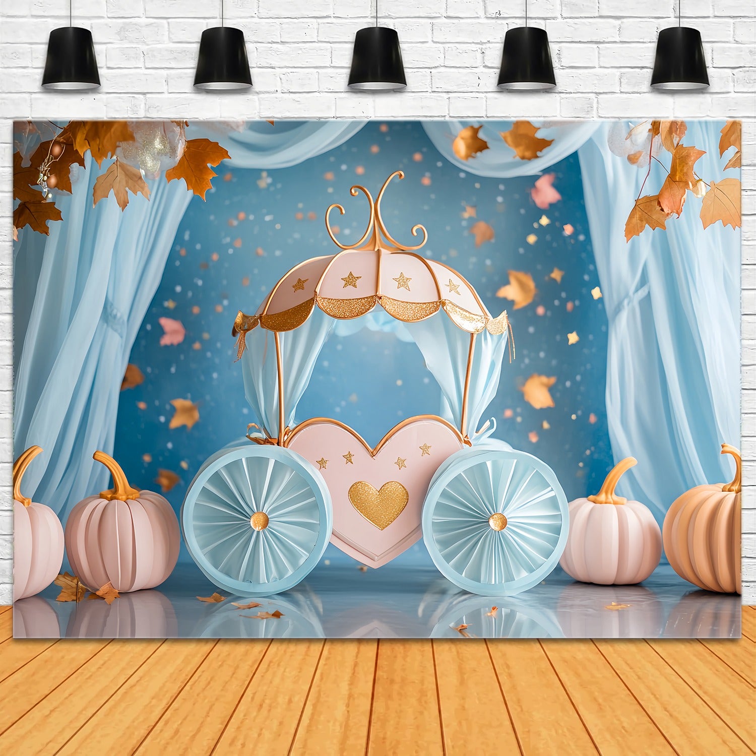Fall Backdrop Fairytale Pumpkin Carriage Decor Newborn Backdrop LXX58-156