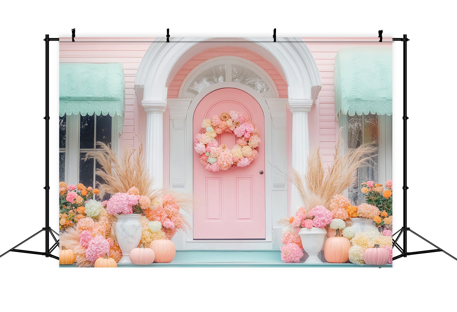 Fall Backdrop for Photos Pastel Door Floral Harvest Floral Backdrop LXX58-159