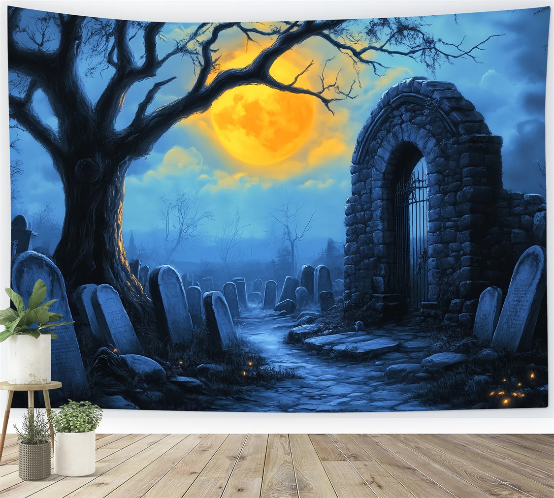 Halloween Graveyard Backdrop Creepy Grave Pathway Backdrop LXX58-16