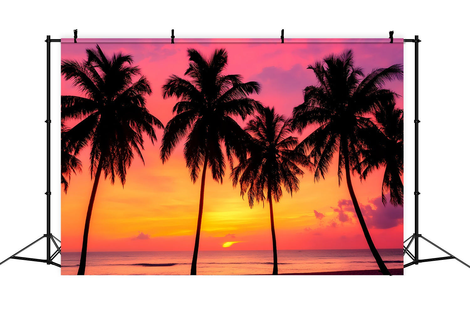 Fall Photo Backdrop Tropical Sunset Palm Silhouettes Sunset Backdrop LXX58-170