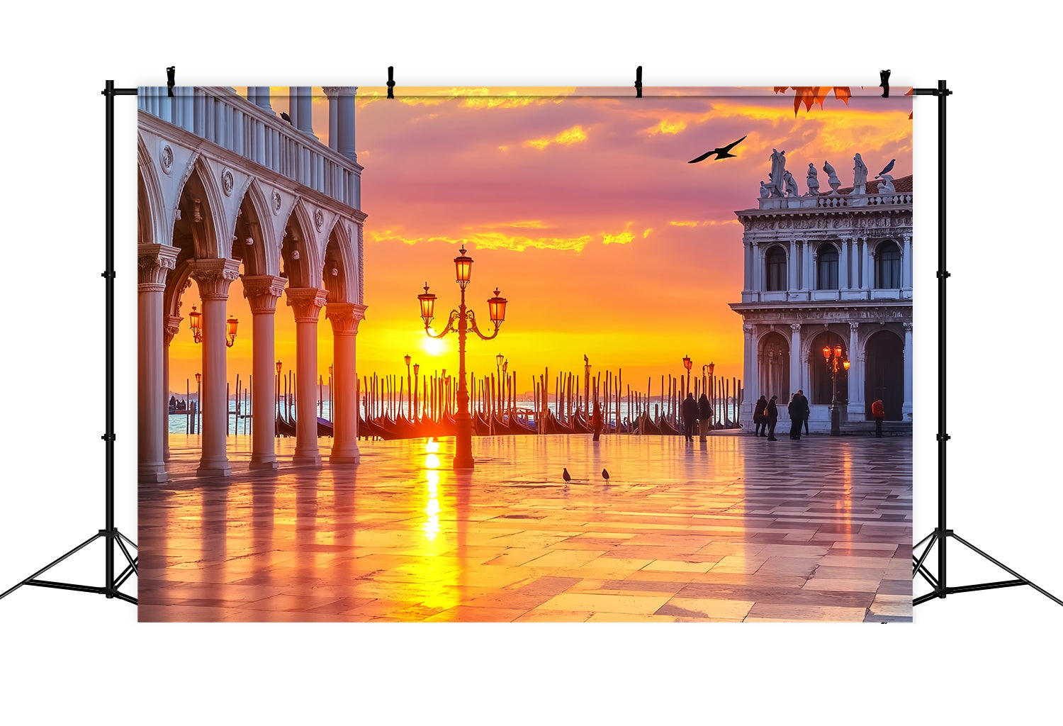 Fall Backdrops Venetian Sunrise Gondola View Sunset Backdrop LXX58-171