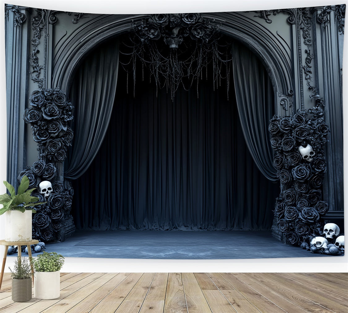 Halloween Wall Backdrop Gothic Skull Rose Backdrop LXX58-18