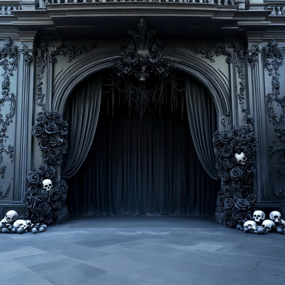 Halloween Wall Backdrop Gothic Skull Rose Backdrop LXX58-18