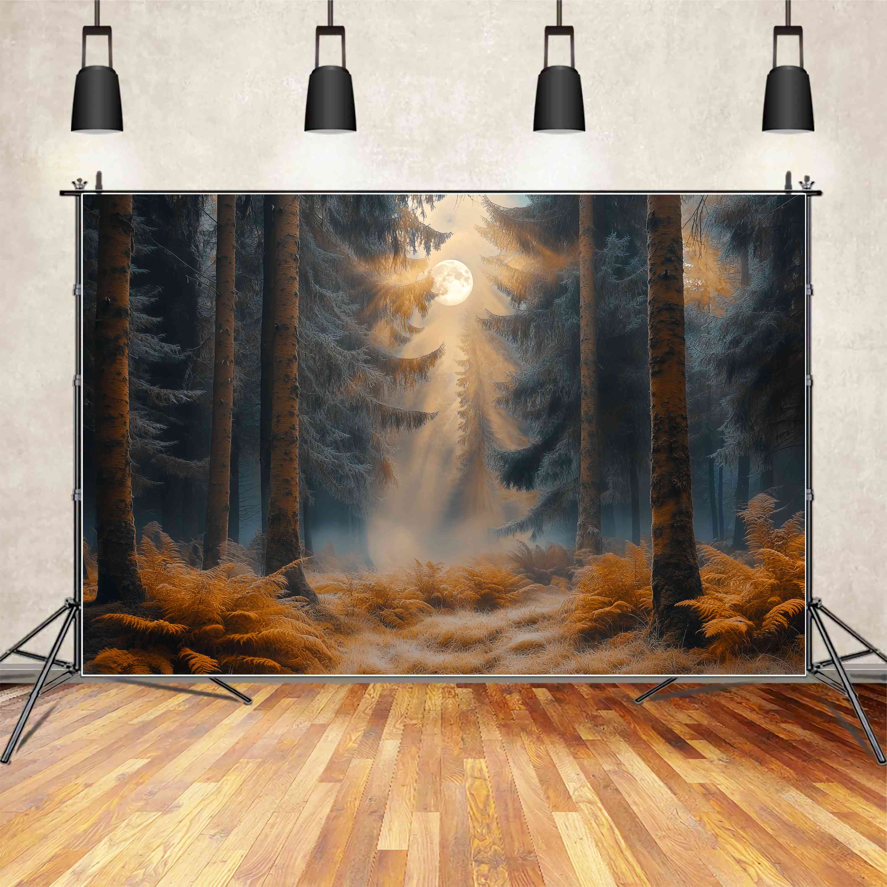 Autumn Backdrop Enchanted Moonlit Autumn Forest Forest Backdrop LXX58-185