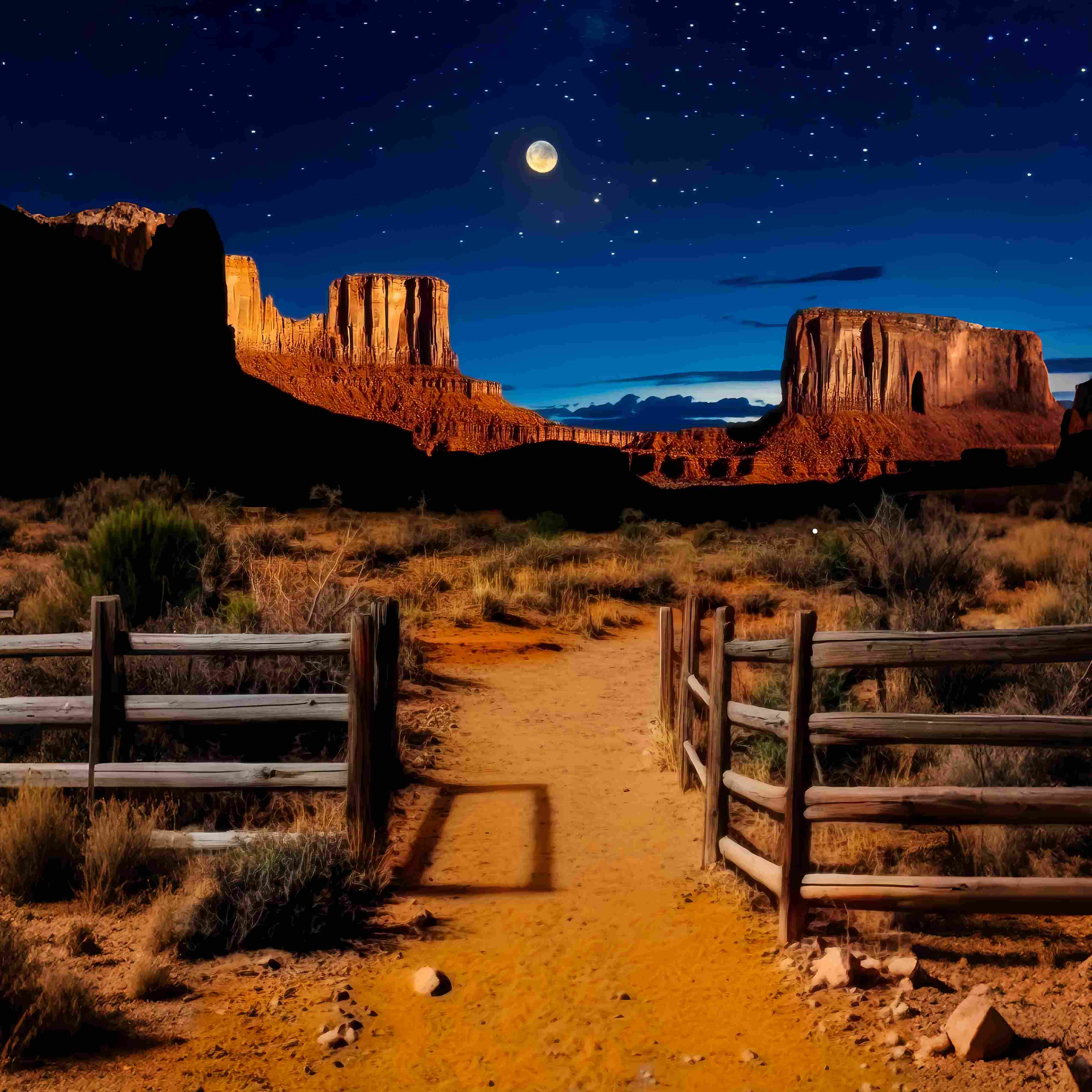 Fall Photography Backdrops Moonlit Desert Canyon View Western Backdrop LXX58-197