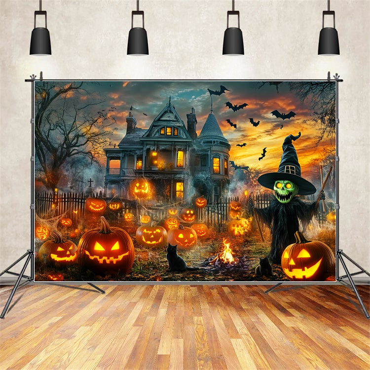 Haunted House Backdrop Haunted Pumpkin Mansion Backdrop LXX58-2