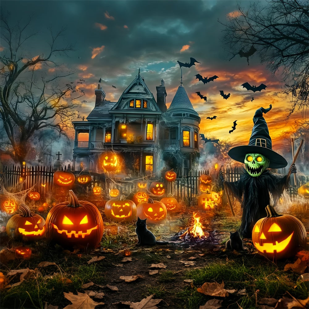 Haunted House Backdrop Haunted Pumpkin Mansion Backdrop LXX58-2