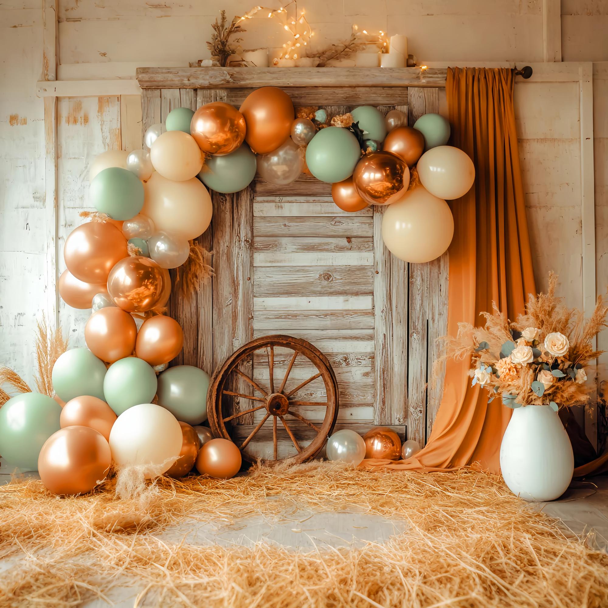 Autumn Backdrop Rustic Door Balloon Garland Western Backdrop LXX58-200