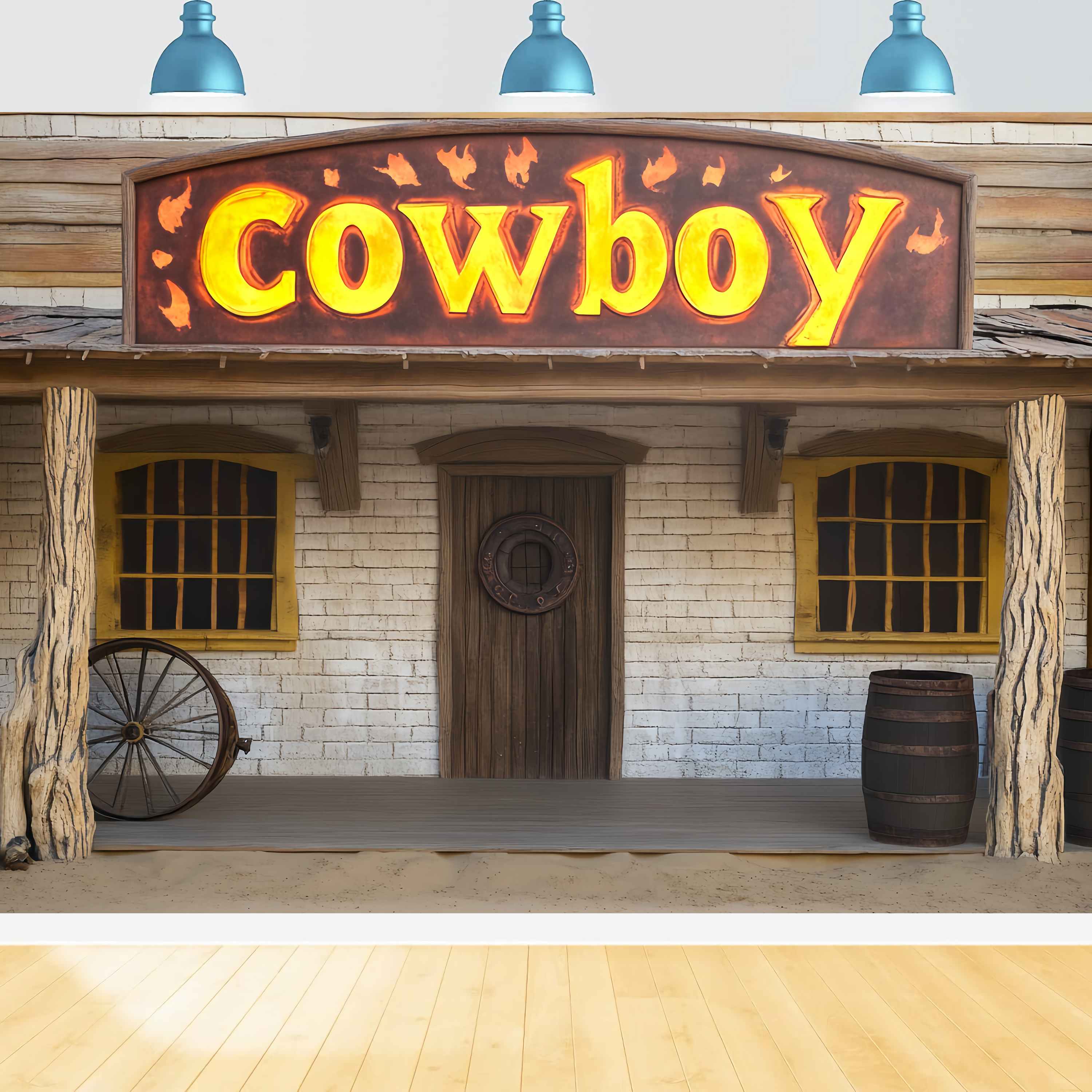 Autumn Photo Backdrop Rustic Cowboy Storefront Display Cowboy Backdrop LXX58-203