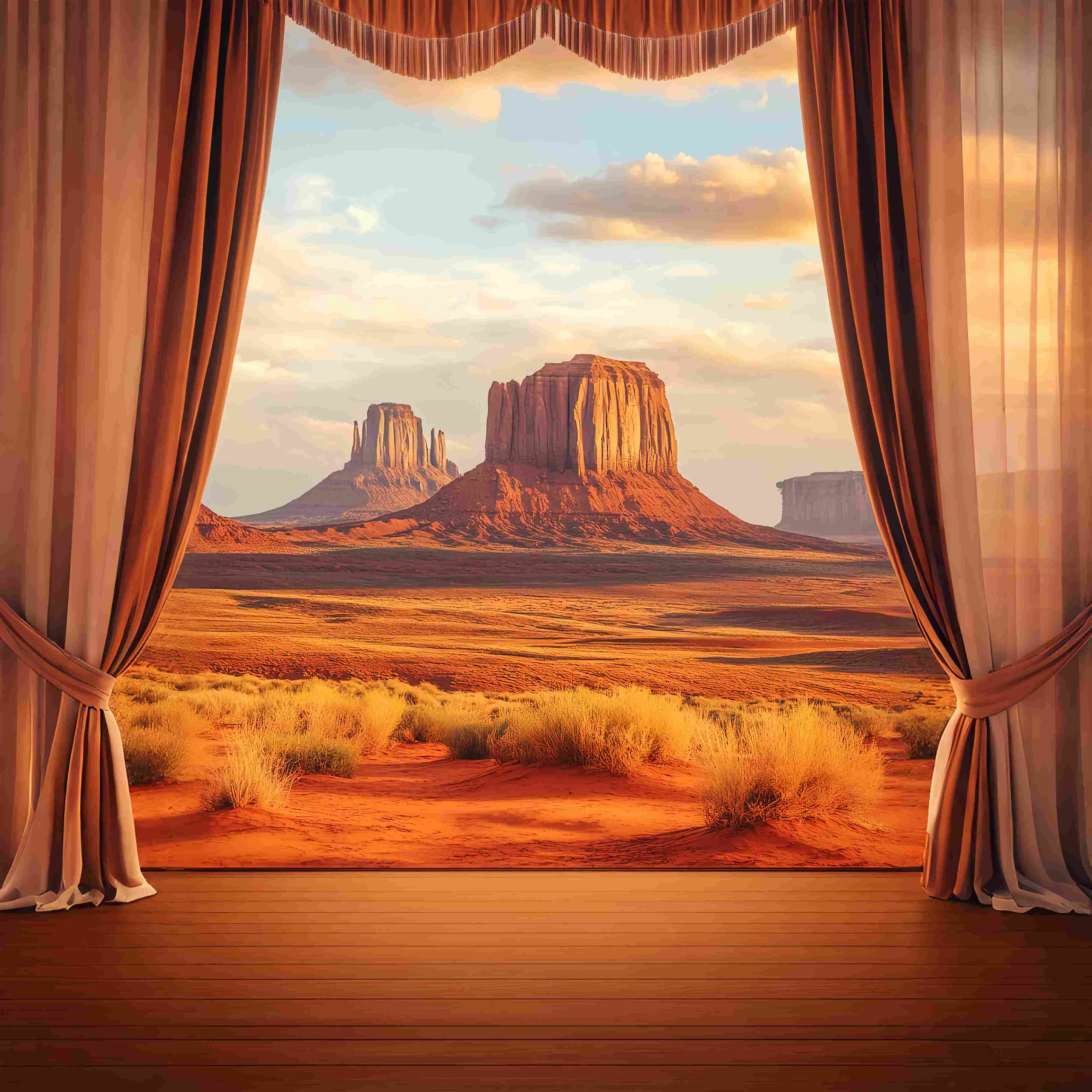 Fall Photo Backdrops Desert Plateau Sunset View Western Backdrop LXX58-208