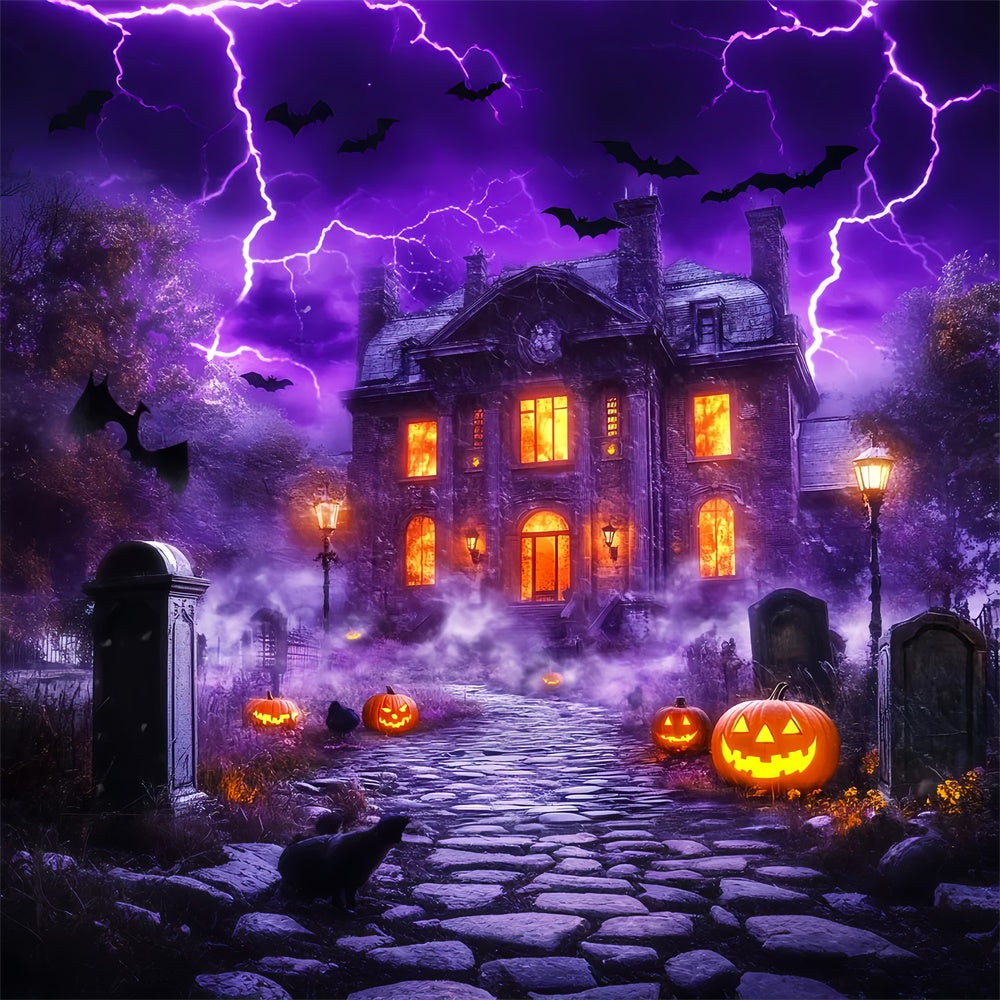 Haunted House Backdrop Haunted Lightning Manor Backdrop LXX58-21