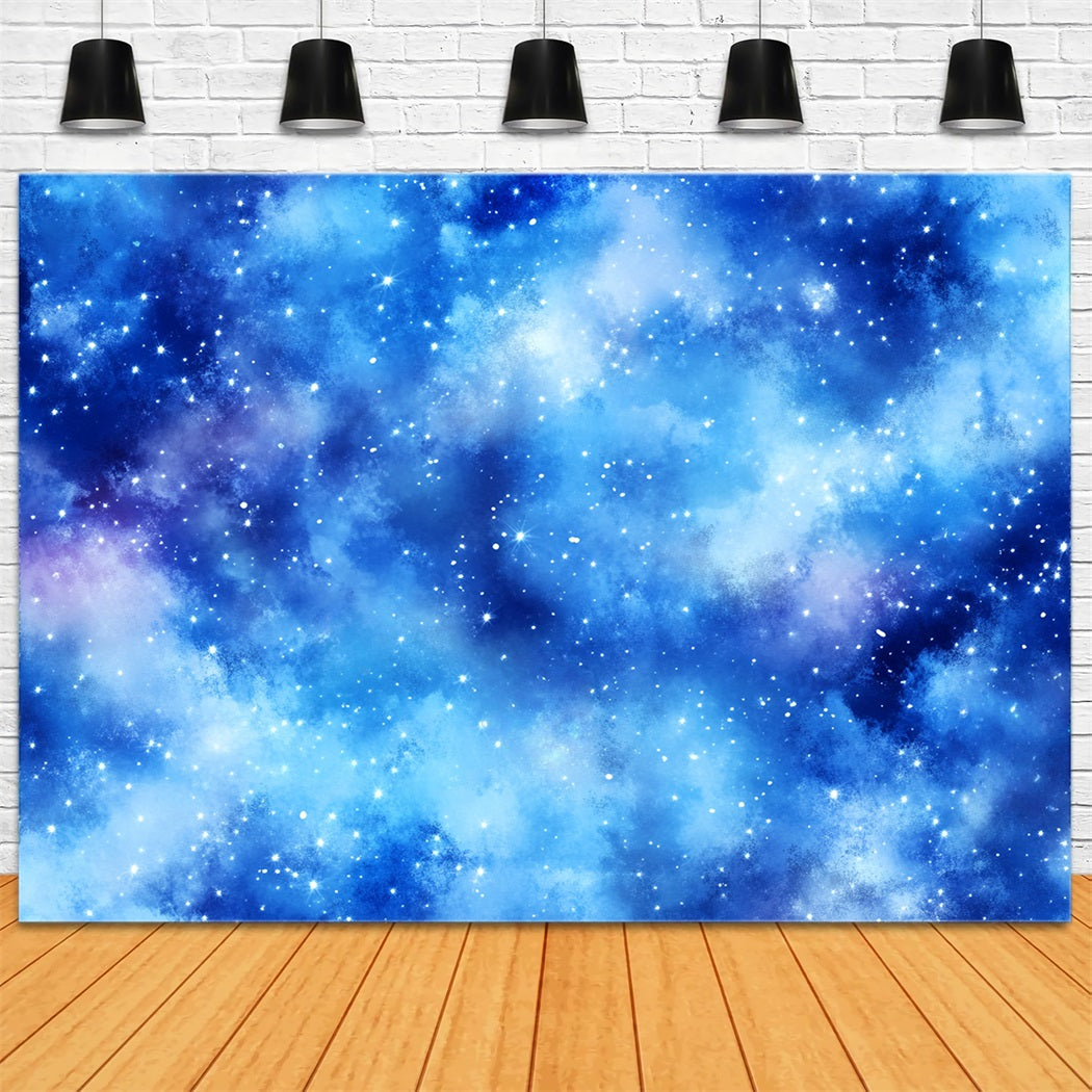 Winter Sky Backdrop Starry Blue Cosmic Cloud Winter Scene Backdrop LXX58-218