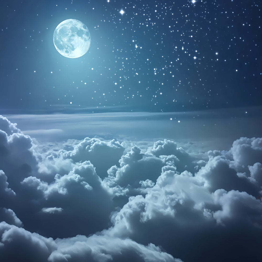 Winter Sky Backdrop Moonlit Starry Cloud Sky Winter Photography Backdrops LXX58-220