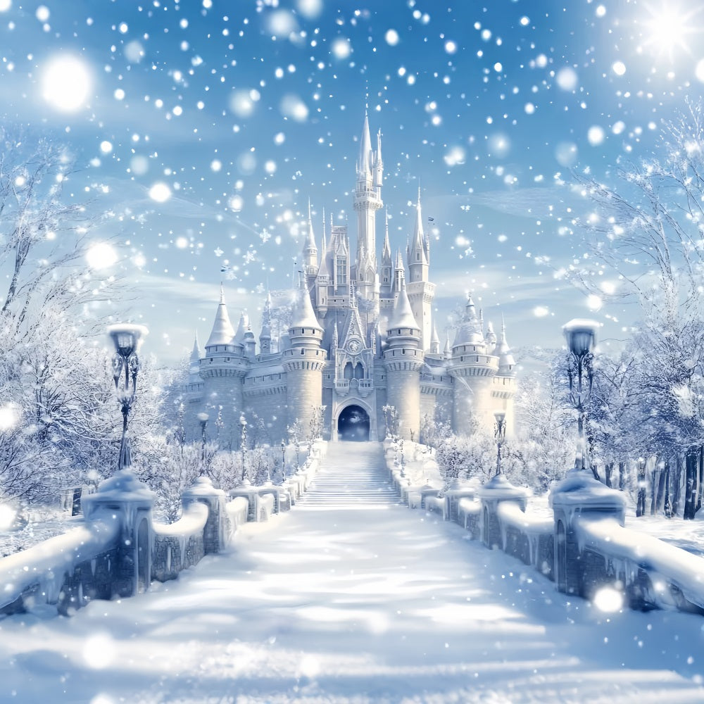 Winter Wonderland Backdrop Frosted Castle Fantasy Glow Winter Scene Backdrop LXX58-225
