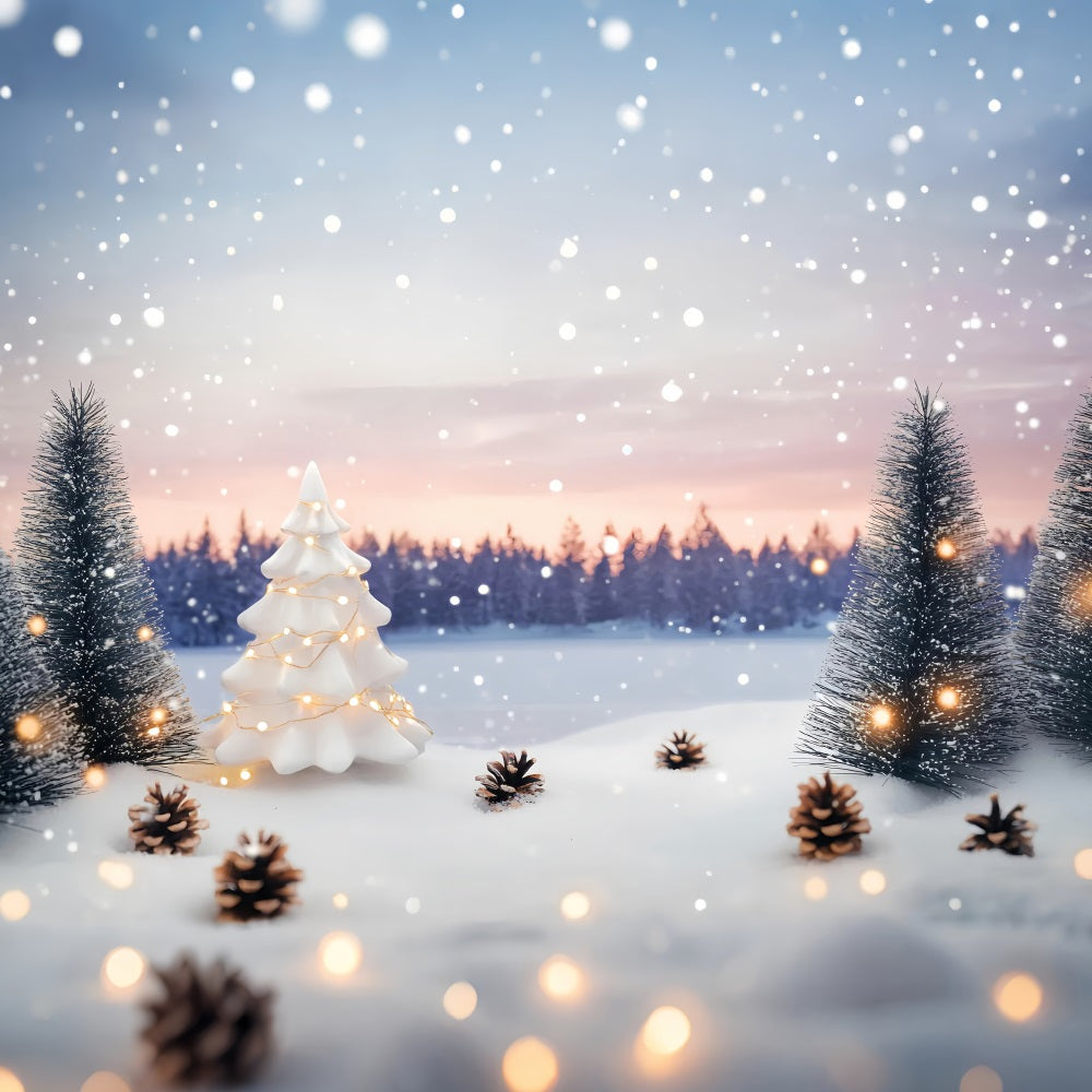 Winter Wonderland Backdrop Snowy Pines Ceramic Tree Winter Backdrop LXX58-230