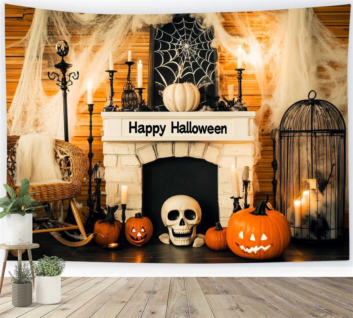 Halloween Backdrop Ideas Spooky Cobweb Mantel Backdrop LXX58-25