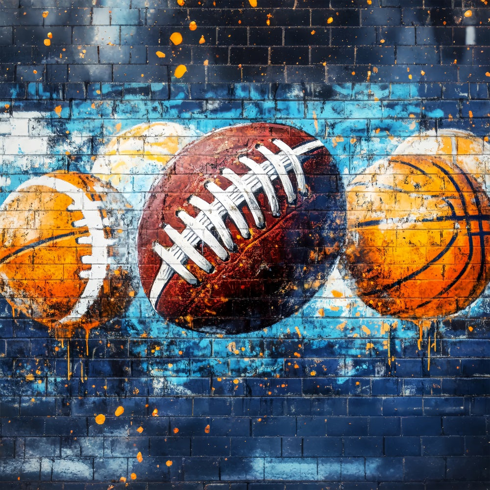 Sports Graffiti Wall Sports Ball Spray Colors Graffiti Photo Backdrop LXX58-252