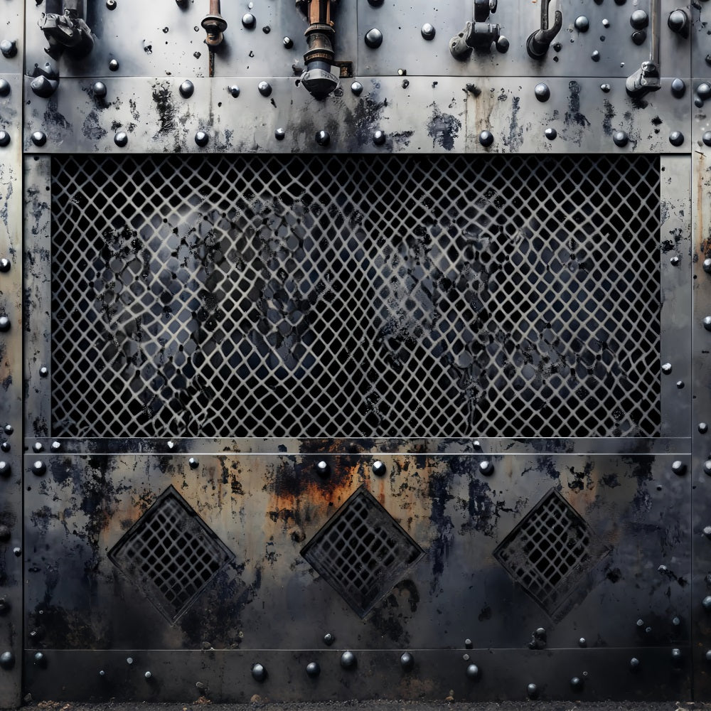 Black Whiter Graffiti Wall Graffiti Rusty Steel Grunge Grid Graffiti Backdrop LXX58-266