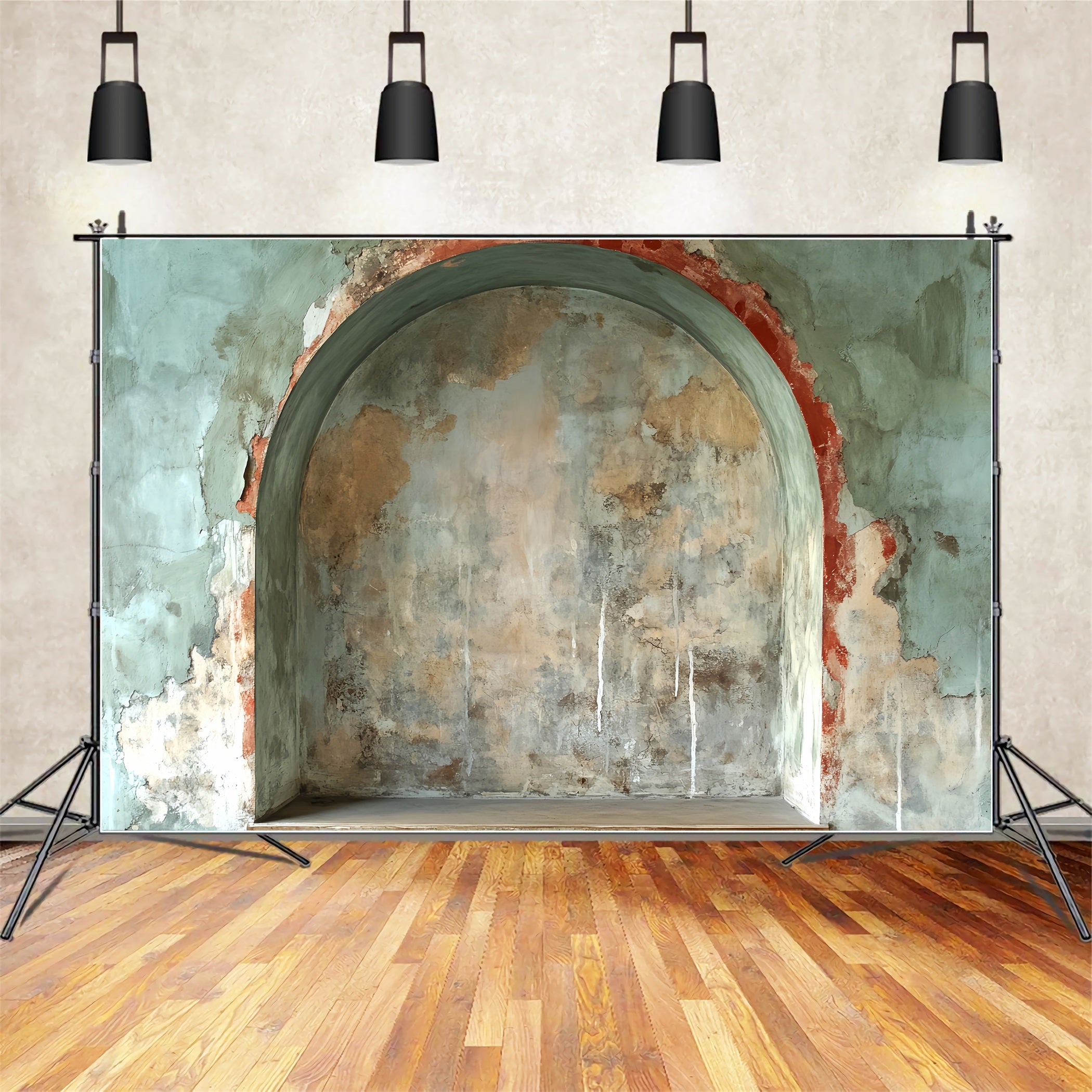 Colorful Graffiti Broken Arch Wall Aged Arch Wall Texture Graffiti Backdrops LXX58-267