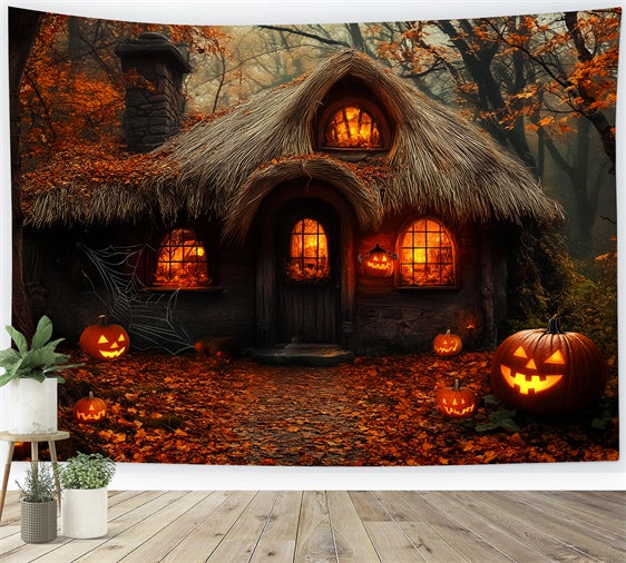 Haunted House Backdrop Spooky Forest Hut Backdrop LXX58-27
