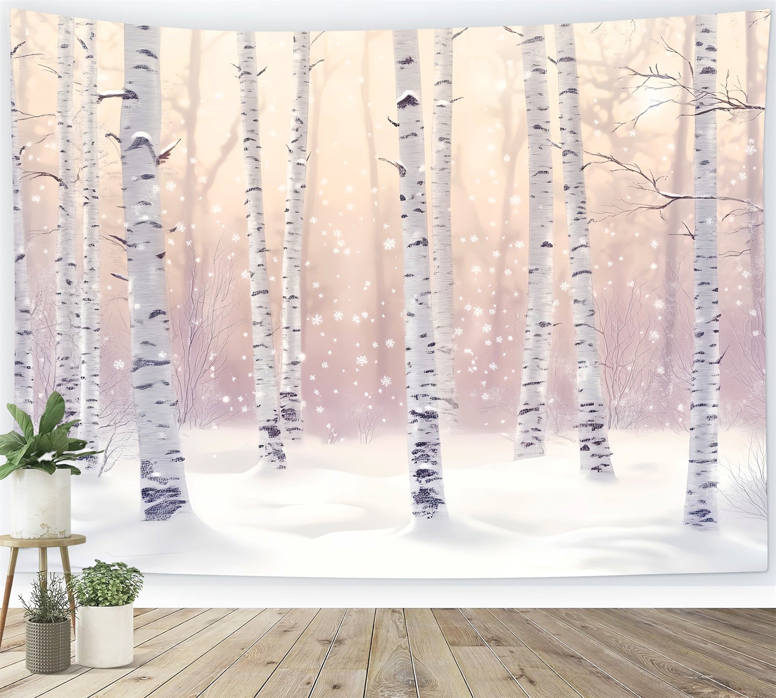 Winter Snowy Forest Snowy Birch Winter Glow Forest Backdrops LXX58-277
