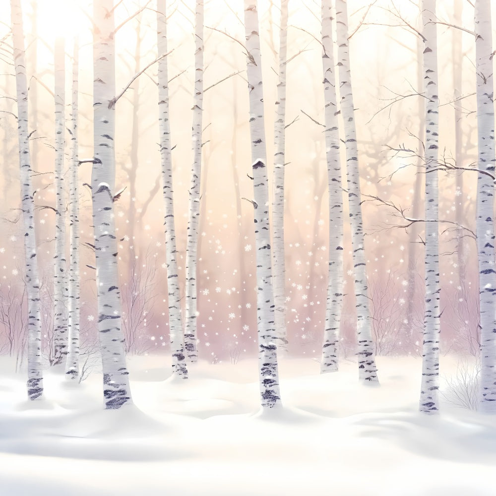 Winter Snowy Forest Snowy Birch Winter Glow Forest Backdrops LXX58-277