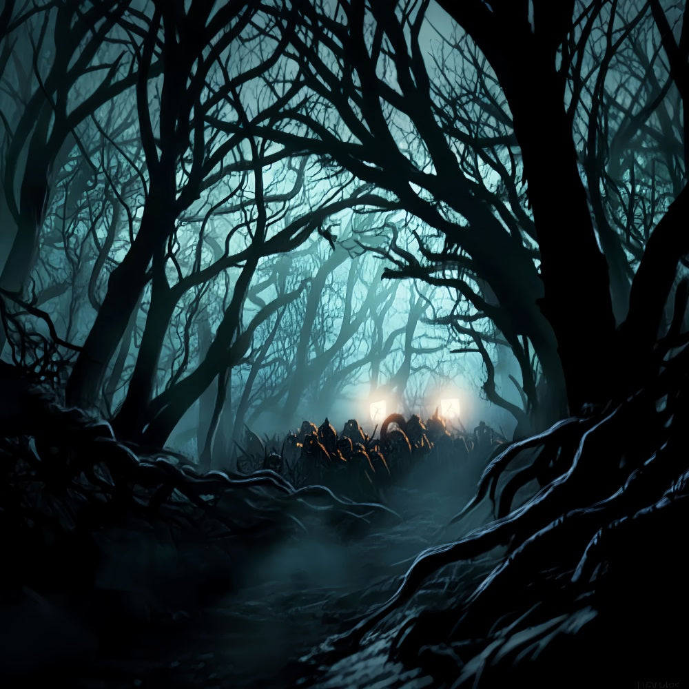 Dark Haunted Forest Haunted Dark Forest Glow Spooky Forest Backdrop LXX58-279