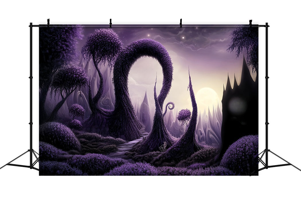 Dark Haunted Forest Enchanted Purple Twisted Woods Forest Backdrop LXX58-282