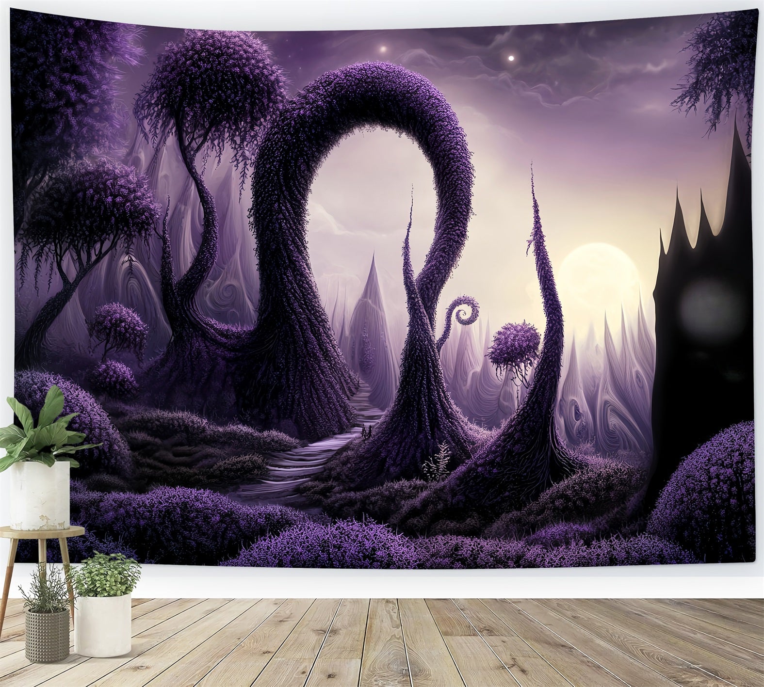 Dark Haunted Forest Enchanted Purple Twisted Woods Forest Backdrop LXX58-282