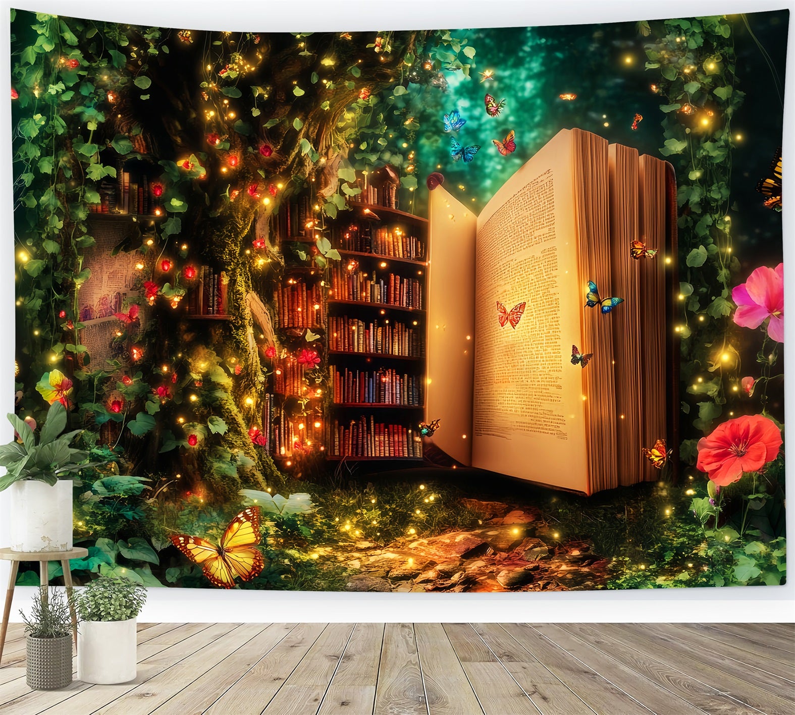 Enchanted Forest Magic Library Tree Bookshelf Photography Forest Backdrop LXX58-286