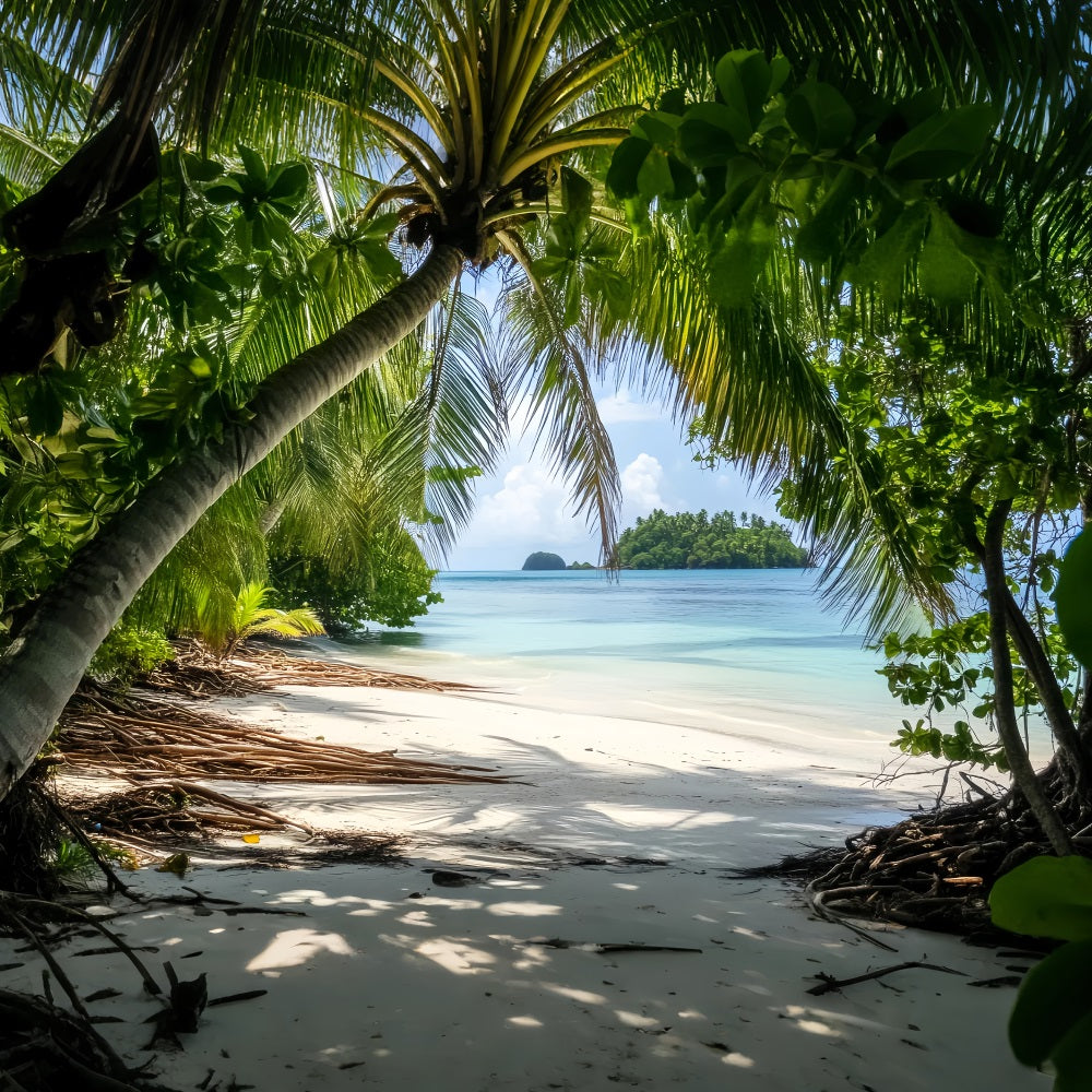 Rainforest Tropical Palm Island Shore Forest Photo Backdrop LXX58-290