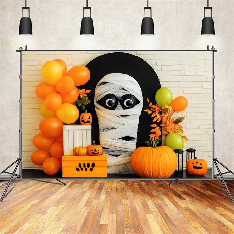 Halloween Photo Backdrop Mummy Balloon Bash Backdrop LXX58-3