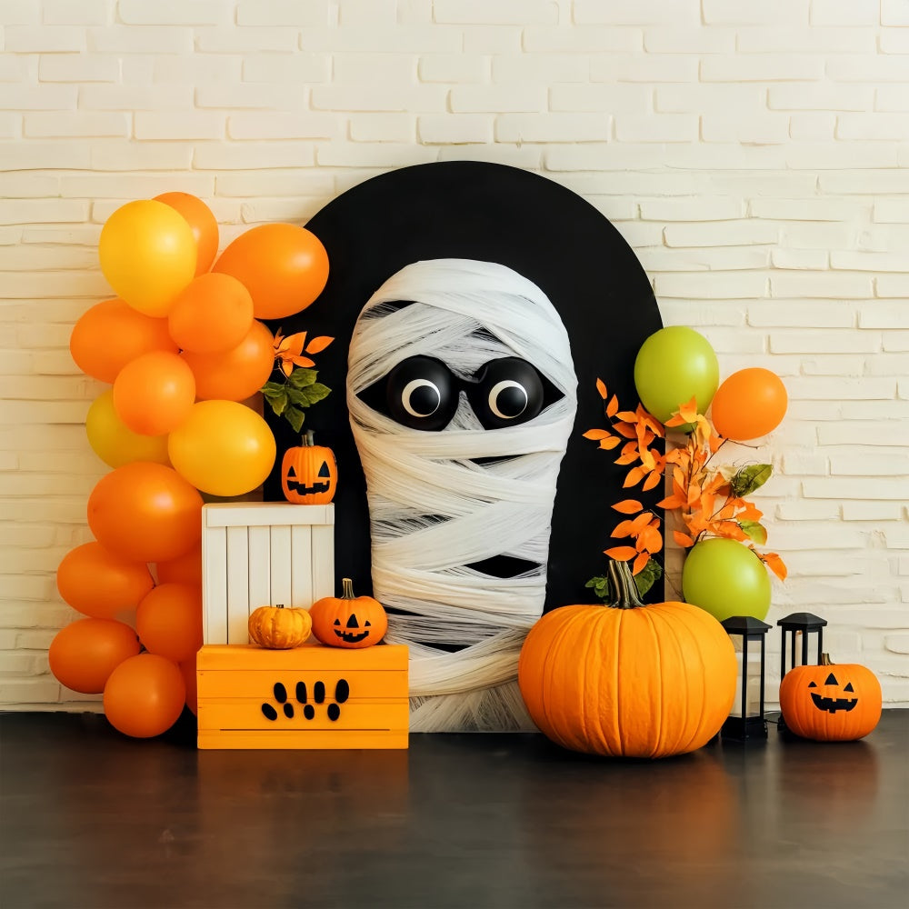 Halloween Photo Backdrop Mummy Balloon Bash Backdrop LXX58-3