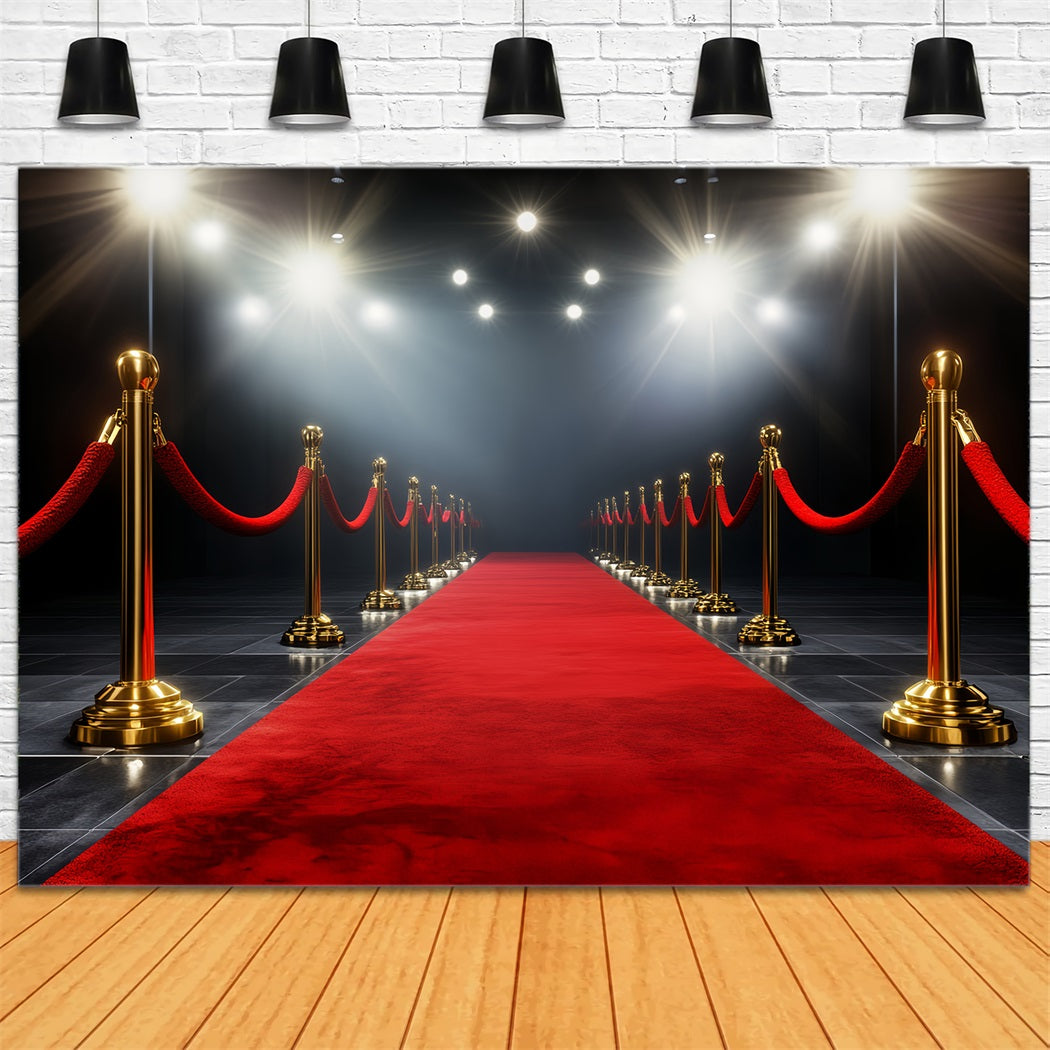 Hollywood Backdrop Golden Aisle Spotlight Glamour Red Carpet Photo Backdrop LXX58-313