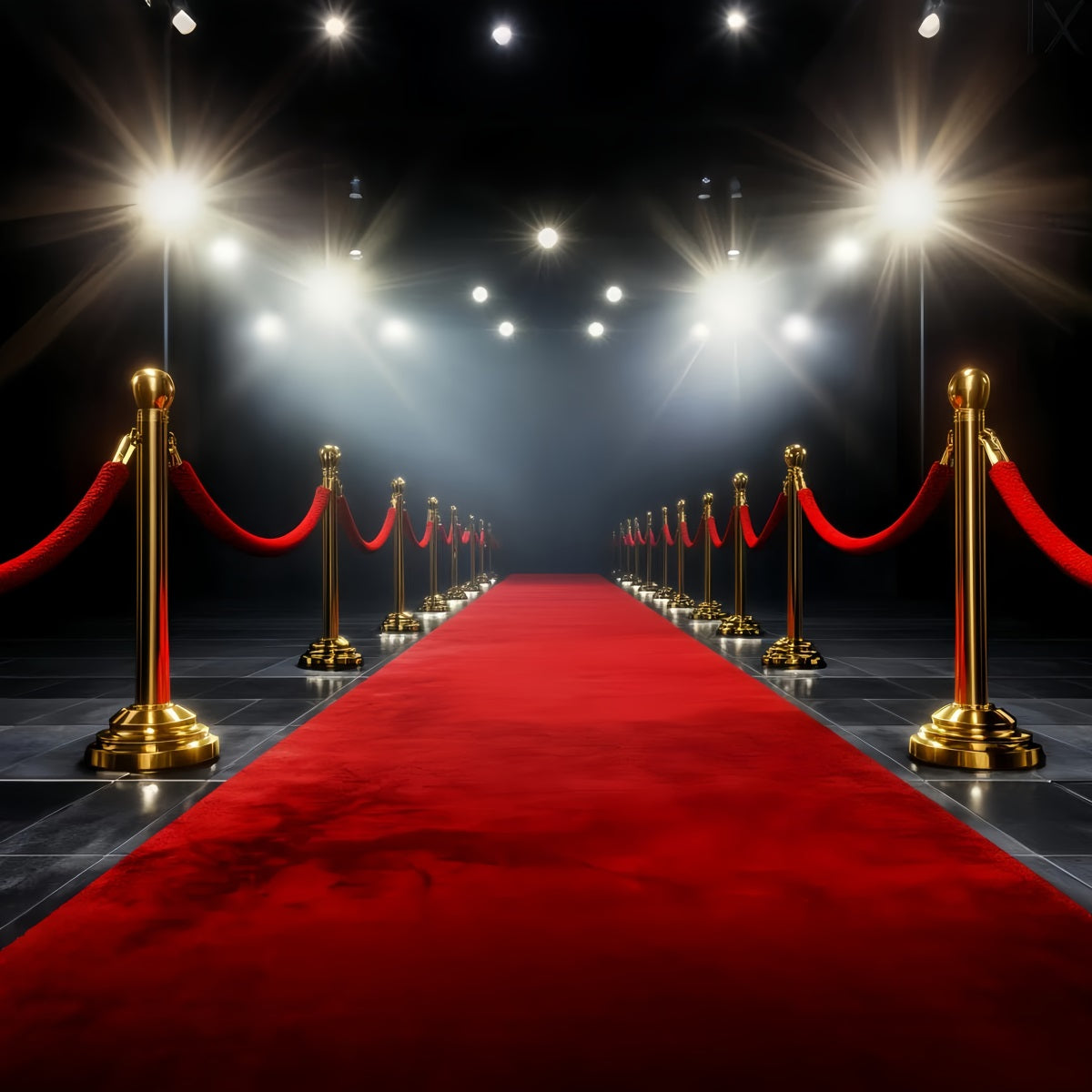 Hollywood Backdrop Golden Aisle Spotlight Glamour Red Carpet Photo Backdrop LXX58-313
