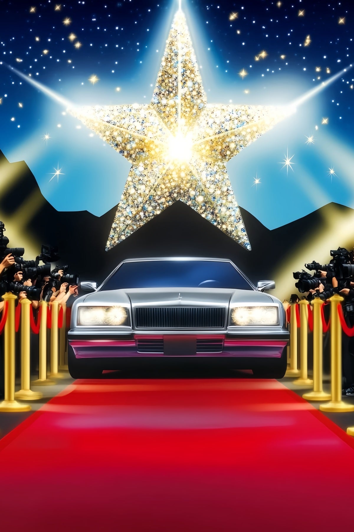 Oscar Red Carpet Backdrop Shining Star Paparazzi Arrival Stage Backdrop LXX58-318