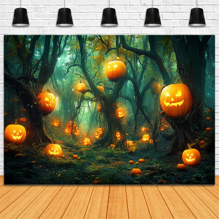 Halloween Backdrop Enchanted Pumpkin Forest Backdrop LXX58-33